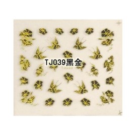Golden and Silver Edge Morning Glory Swallow Flowers Nail Art Sticker Tj039 Golden Black Nail Wraps Art Stickers Manicure Supplies for Women for Home Nails Full Long Lasting Easy Apply and Remove
