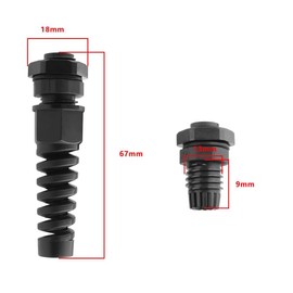 Walquicks 12 Pcs Black PG7 IP68 Cable Gland 3-6.5mm Wire Hole Waterproof Nylon Joint with Adjustable Flex Spiral Locknut and Strain Relief for Cable Fixing