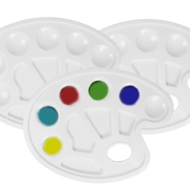 pson 3PCS 9" Paint Tray Palette Set, Ellipsoid Artist Plastic Mixing Palettes, Plastic Washable Paint Trays Paint Holder for Art Supplies, School Project, Craft