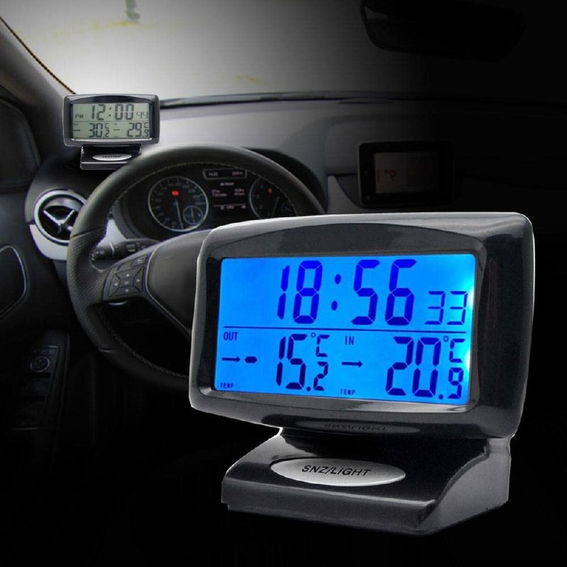Car Temperature Measurement Thermometer Indoor Outdoor Electronic Clock LCD Backlight