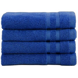EDB 4X Face Cloth Super Soft 100% Egyptian Cotton Flannels Washcloths 800-GSM Luxury Premium Quality Quick Dry Towels 30 x 30 cm (Royal Blue, 4 - FACE CLOTH)