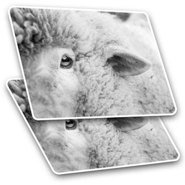 Rectangle Stickers (Set of 2) 10cm - Fluffy Sheep Face Farm Farmer Animal Laptop Tablet Luggage Scrapbook #24180