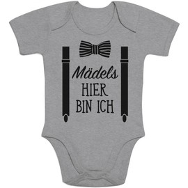 Shirtgeil “Mädels, Hier Bin Ich!” Baby Boy Short Sleeve Bodysuit, Gift for Newborn Boys -