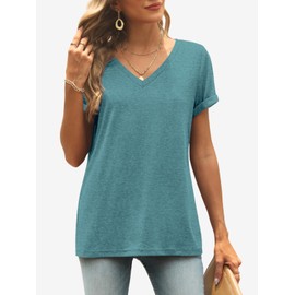 Womens Tops Basic Tees t-Shirts Trendy Fashion Cruise Comfy Workout Casual Summer Outfits Spring Clothes 2025 Beach Darkblue