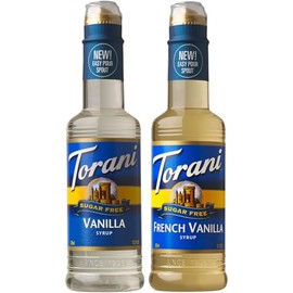 Torani Sugar Free Vanilla Syrup and Sugar Free French Vanilla Syrup Variety 2-Pack, Coffee Syrups for Drinks, 12.7 Fl Oz Ea