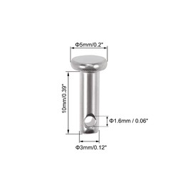 sourcing map Pack of 20 Fork Bolts Single Hole 3 mm x 10 mm Split Pin Flat 304 Stainless Steel Link Hinge Pin