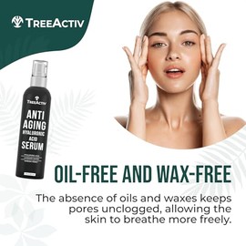 TreeActiv Oil-Free Advanced Skin Repair Serum, Hyaluronic Acid Serum for Face, Anti-Aging Treatment for Fine Lines, Scars, Age Spots, 60-Day Supply