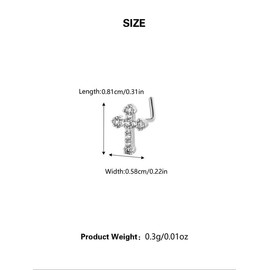 Rhinestone Cross Nose Ring, Punk Style Nose Ring for Women & Men for Party, Daily Clothing Decor, Trendy All-match Jewelry for Birthday Gift
