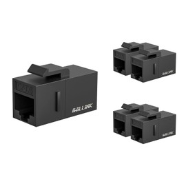 iwillink RJ45 Cat6 Keystone Acoplador de 5 unidades, hembra a hembra Cat6 Keystone, inserto de acoplador UTP Keystone, negro