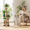 Uneedem 5 Tier Plant Stand Indoor with Wheels, Wood Tall