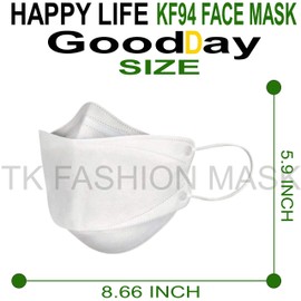 (Pack of 10) White Disposable KF-94 Face Mask, 4-Layer Filters, Made in Korea, Nose Mouth Covering Dust Mask (individual Packed)(White Color)