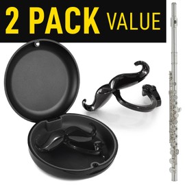 [2 Pack] Clip-On Mustache For Flutes - Includes Protective Case - Made To Fit All Flutes - Perfect Accessory For Musicians Of All Ages
