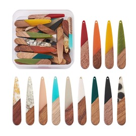 Beadthoven Resin Wood Charms, DIY Wood Earrings Making Charms, Geometry Resin Wooden Pendants Bohemian Wood Pieces Wood Pendants for Women Earrings Jewelry Making Necklace Supplies Findings Ornaments,