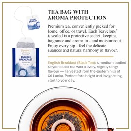 Ronnefeldt Teavelope English Breakfast - Black Tea Ceylon Summer Bags Tea Individually Wrapped, 25 Count - Strong, Smooth, Caffeinated - Hot or Iced