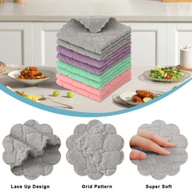 smiry Mricrofiber Cleaning Cloths, 8 Pack Extra Soft and Absorbent Kitchen Towels, 10" x 10" Multiple-use Non-Linting Reusable Cloths for Kitchen, Dish, Household Cleaning, Multi Color