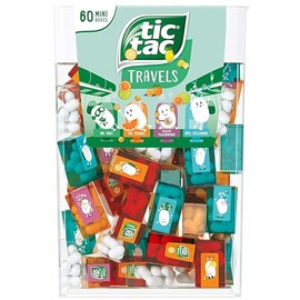 Bulk Travels Mini Packs candy Individual Assorted Flavor Candies Packets Large Spender Box (60 Mini Packs - Mint Orange Spearmint Peachy Passionfruit)