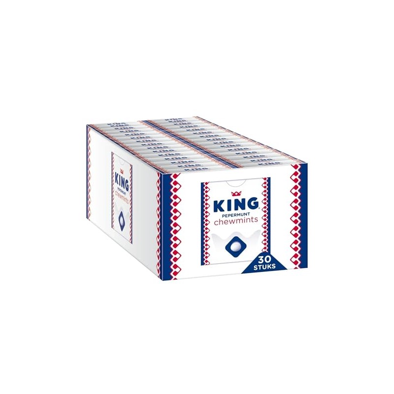 KING Chewmint I Peppermint flavored Chewy Dragees I 30 Packs
