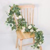 TOCHGREEN 2 Pack 13Ft Artificial Eucalyptus Flower Garland with White