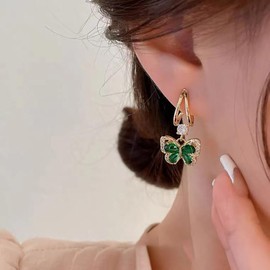 Cimenexe Bohemian Emerald Butterfly Dangle Earrings Gold Crystal Butterfly Drop Earrings Green Cz Paved Butterfly Earrings Green Rhinestone Butterfly Stud Earrings Jewelry for Women and Girls Gifts