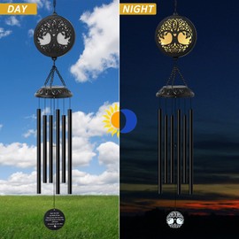 Campanas de viento solares para árbol de la vida, regalo conmemorativo para mamá, campanillas de viento para exteriores, campanillas de viento para la pérdida de un ser querido, regalo de condolencia, decoración de jardín al aire última intervensión