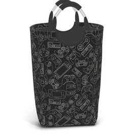 Duduho - Cesta de lavandería para videojuegos, con asas, organizador de almacenamiento, plegable, cubo para ropa sucia, para el hogar, baño, dormitorio, dormitorio