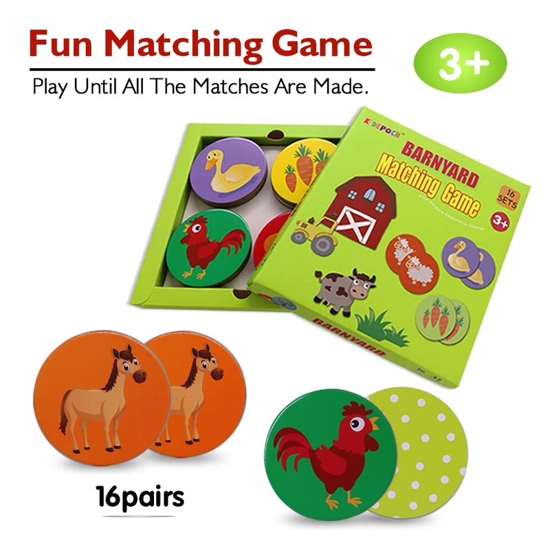 KiDEPOCH Memory Match Game – 16 Matching Pairs Preschool Memory
