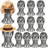 Otoolling 12 Pack Wig Stand, Black Plastic Wig Holders Head-shaped