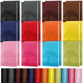 TaoBary 24 Pcs PU Leather Journals Notebook Bulk Colorful Tree Life Lined Journal Notebook Soft PU Leather Cover Ruled Writing Notebook for Writing Office School Home Business 128 Pages (A5)