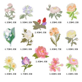 MUNCVY Patch, Iron, Applique Applique, DIY Clothes, Flowers, Flower Motifs, Stylish, Cute, Decorative, Boys, Girls, Nursery School, Kindergarten, Patch, Repair, Small Size, Set of 14, Clothes, Yukata, Gloves, Notebook, Decoration