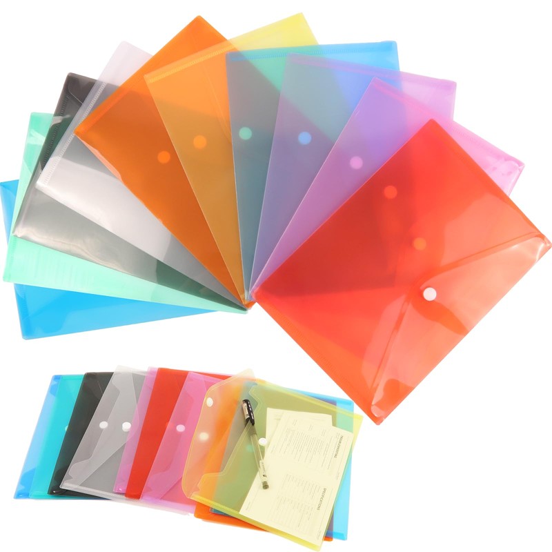 Pack of 10 Document Wallets A5 Filing Colours Document Folder
