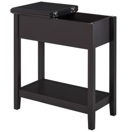 HOMCOM Modern Freestanding Countertop Side Table with Swing Hinge Storage Compartment