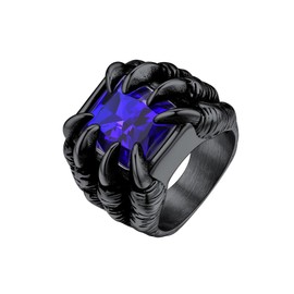 Bestyle Mens Black Ring Gothic Demon Evil Dragon Claw Blue Gem Stone Band Ring Blue Sapphire Ring Biker Punk Ring for Men Gift for Him, Anillos De Hombre, Size 8