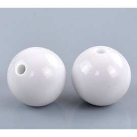 100 abalorio redondas de acrílico blancas de 16 mm de diámetro con agujero de 2,4 mm