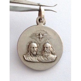 925 Sterling Silver Medal of the Holy Trinity, Silver, No Gemstone