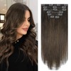 Medium Brown Clip in Hair Extensions Real Human Hair Extensions 120 Grams/4.2 Ounce 100% 14Inch Remy Human Hair Extensions Clip in for Women 7pcs 17clips