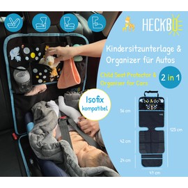 HECKBO 2X child seat pad, the Best protection for leather and fabric seats, ISOFIX suitable pad, seat protector to protect your car seats suitable for all child... (Baby animals)