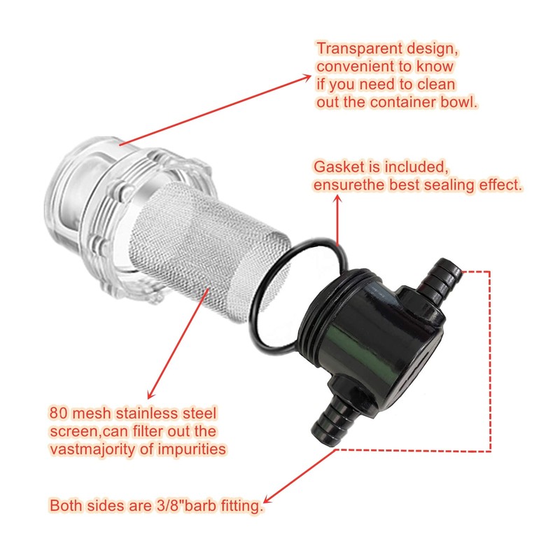 1/2 Inches Water Pump Strainer, RV Water Pump Filter Compatible