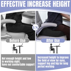 HOMBYS Extra Thick Chair Cushions for Office,6 in Breathable Adult Booster Seat for Car,Car Seat Cushion to Raise Seat Height,Shredded Memory Foam Desk Chair Cushion for Long Sitting,Black