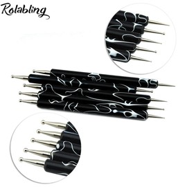 Rolabling 5 Pcs/Set Double-ended Nail Art Dotting Pens Nail Art Design Dotting Painting Pen Tool Nail Decorations Brush Set Tools(Size 2)