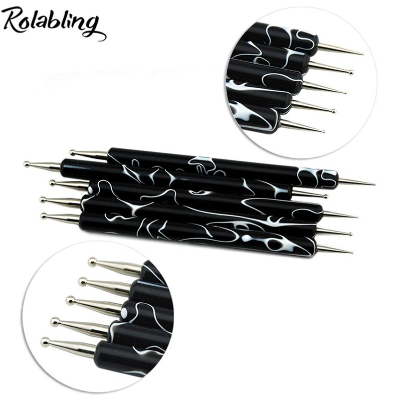 Rolabling 5 Pcs/Set Double-ended Nail Art Dotting Pens Nail Art