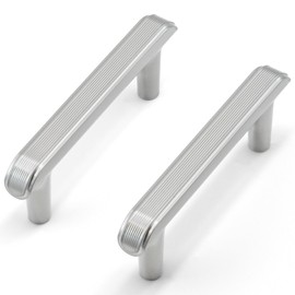 HESTIA HARDWARE 10 Pack Cabinet Hardware Satin Nickel Cabinet Pulls 3 Inch Center to Center - Minimalist Knurled Cabinet Hardware Kitchen Cabinet Handles and Drawer Pulls (Z13.10.S)