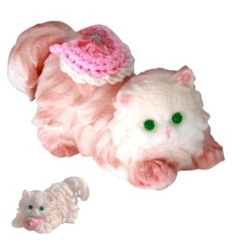 3D Squishy Cat Squeeze Toys,Cute Fufu Squishy Toys,Cat Squeeze Toys for Stress Relief,Adorable Funny Gift for ADHD Adults Kids Anxiety Relief (Pink Red)