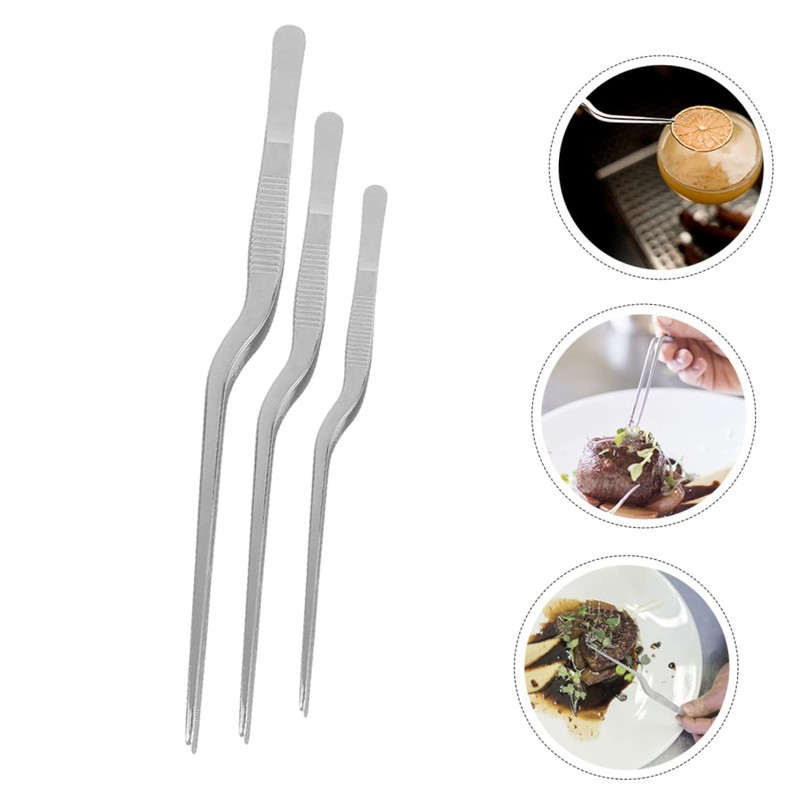Ciieeo 3pcs Stainless Steel Food Tweezers Precision Kitchen Tongs for