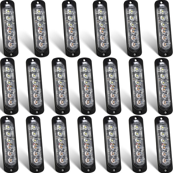 20 Pack LED Emergency Strobe Lights 6 LED Amber White