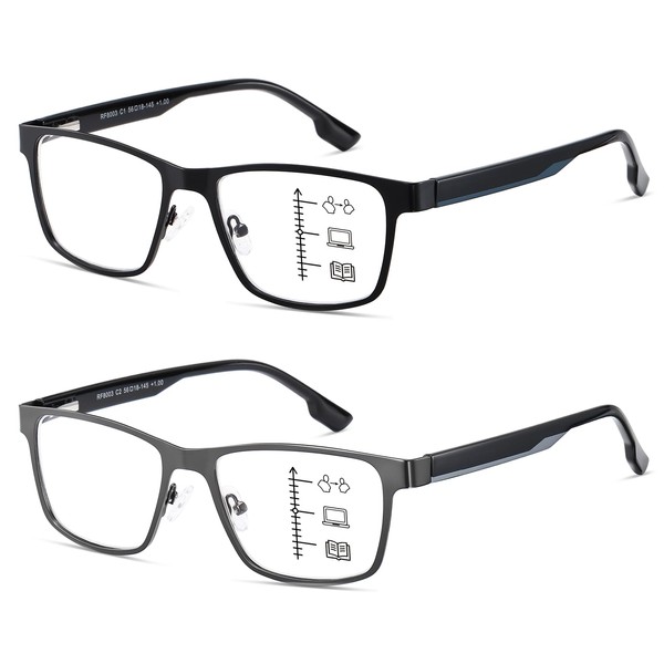 Ricafirla Progressive Multifocal Reading Glasses Men Multifocus Transition Trifocal Readers