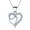 Love Heart Choker Necklace 925 Sterling Silver Cubic Zirconia Pendant