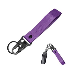 Wevdn Car Key Chain, Fabric Metal Practical Multifunctional Motorcycle Keychain, Anti-Lost Keychain with O-Ring for Men Women (Purple)