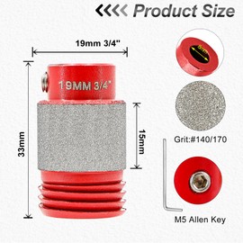 Stained Glass Diamond Grinder Bit - FOCSTOL 1pc 3/4 Inch Glass Grinder Bit Head Tools with M5 Allen Wrench, Brass Core Stained Glass Grinder Bit and Supplies for Stained Glass
