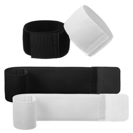 Yuanchu Soccer Shin Guard Straps, 4 PCS Anti Slip Soccer Legging Shin Fixed Straps Lightweight Adjustable Ankle Guards for Sports, Kicking Ball, Running, Cycling, Black and White