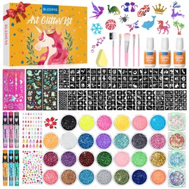 Glitter Tattoo Kit, Bledras 31 Colors Temporary Tattoos Gllitter for kids